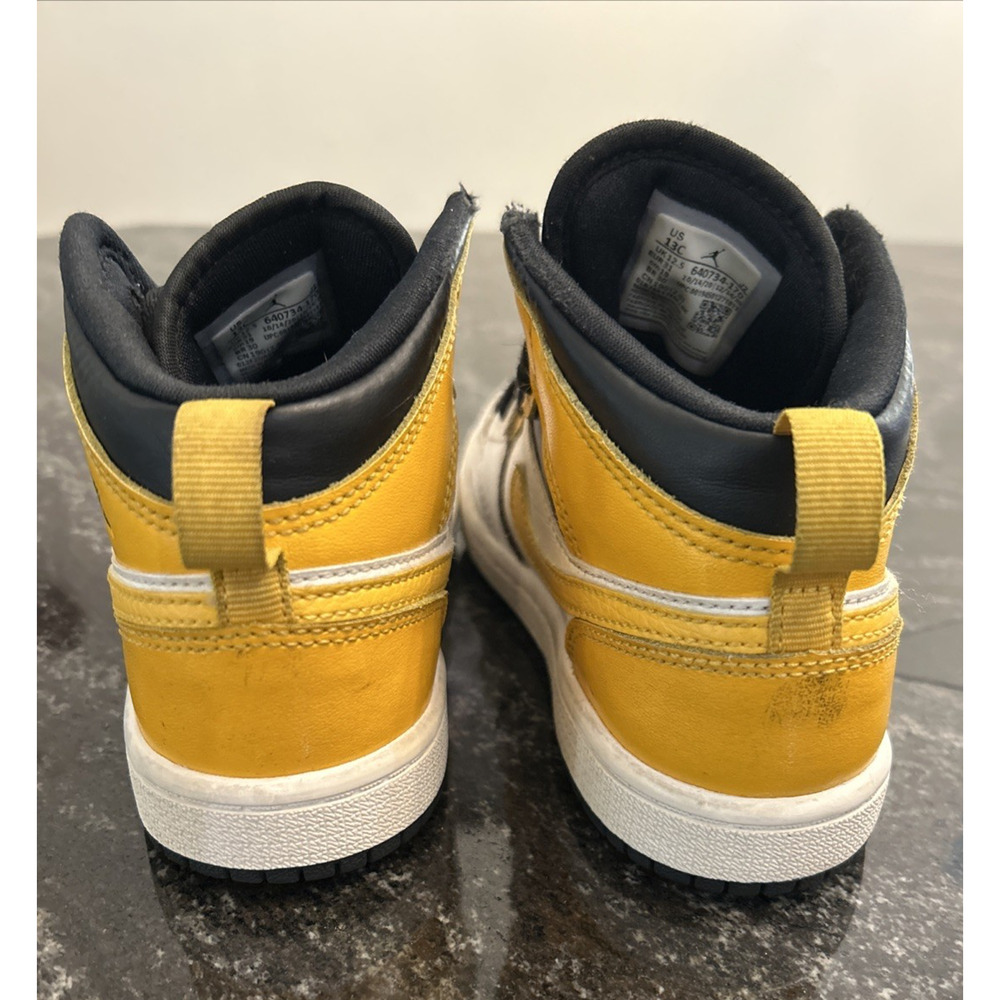 Nike AIR JORDAN 1 TODDLER Basketball Sneakers Size 13C Shoes Yellow Black White - Picture 8 of 16